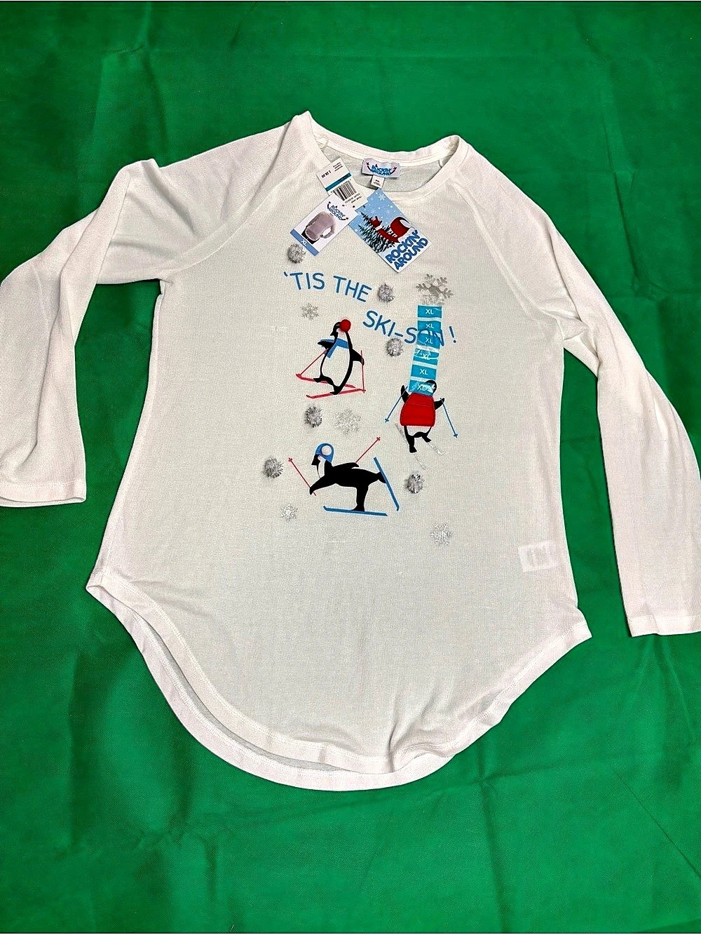 Rockin’ Around Ugly Christmas Sweater Party Ski Top Women’s XL NWT